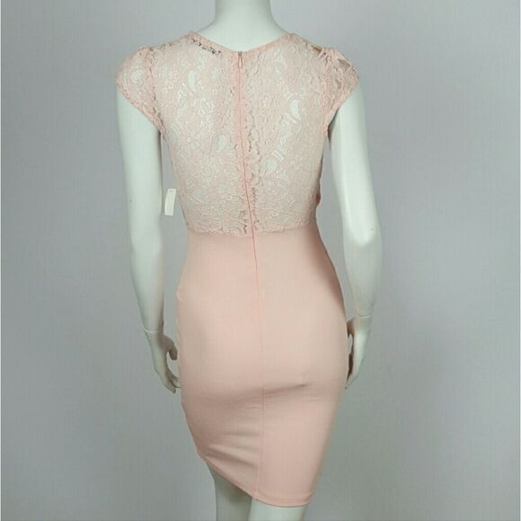 MISTIC Women's Mini Dress Pink Cap Sleeve V- Neck Size Small - Picture 3 of 5